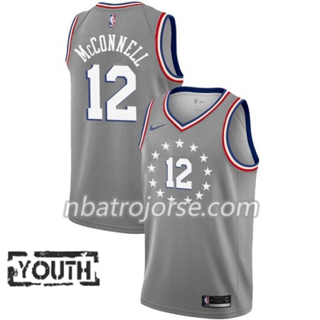 Barn Philadelphia 76ers Tröja T.J. McConnell 12 2018-19 Nike City Edition Grå Swingman